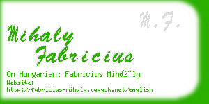 mihaly fabricius business card